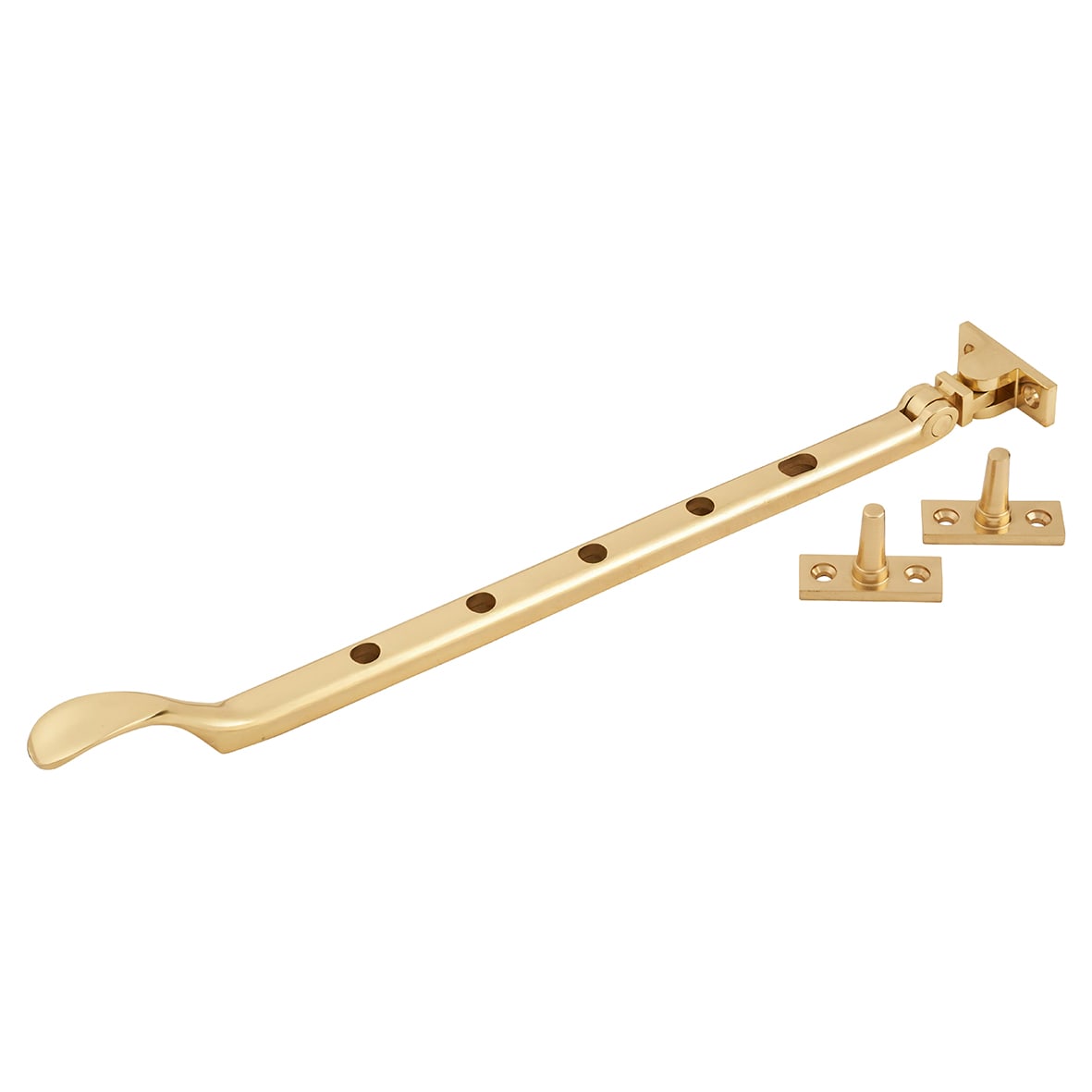 Victorian Casement Window Stay - 12"/300mm Length - Polished Brass