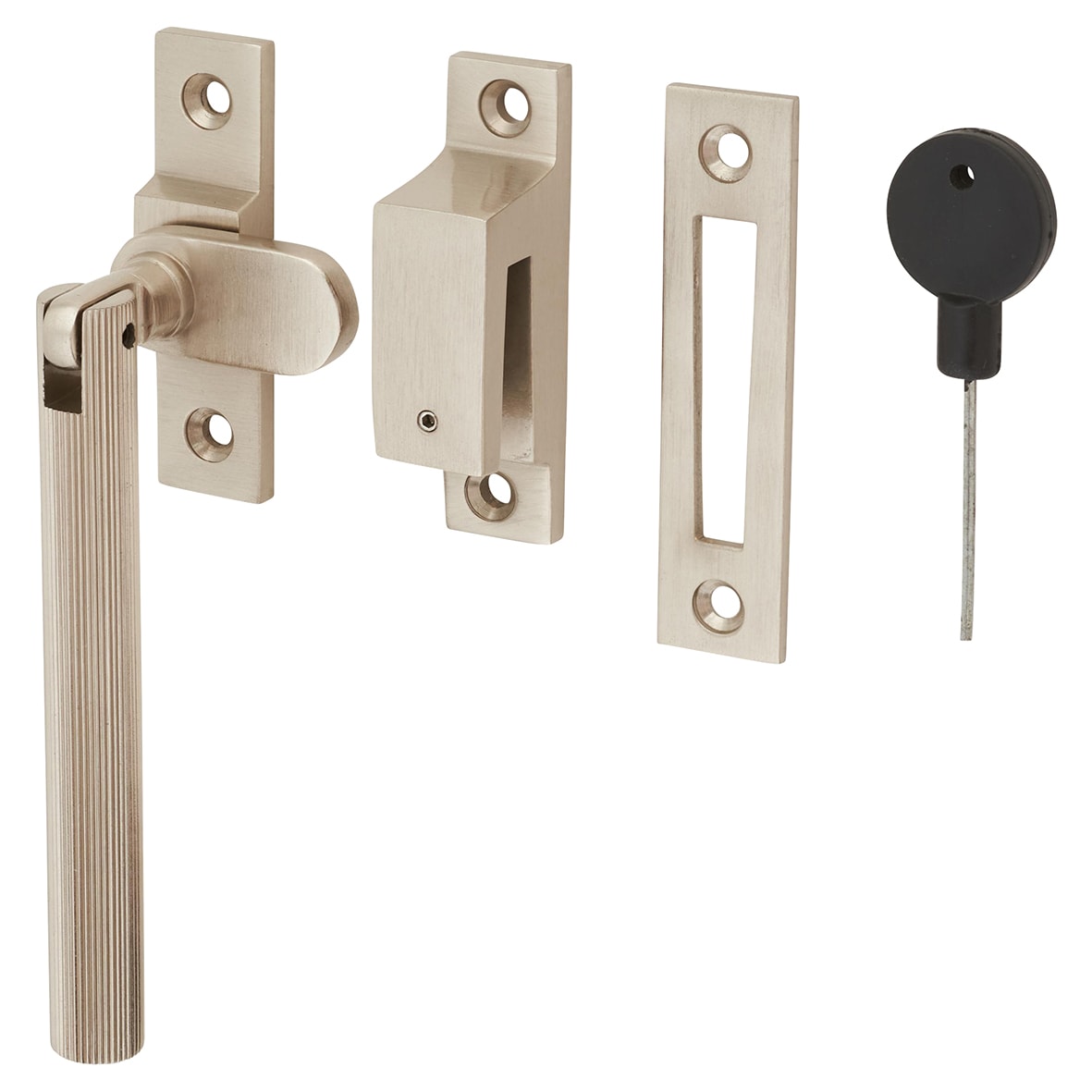 Aspen Lines Locking Mortice & Hook Plate Window Fastener - Reversible - Satin Nickel