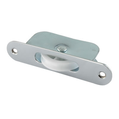 Radius Axle Sash Window Pulley - 44mm Curved Nylon Wheel - Polished Chrome