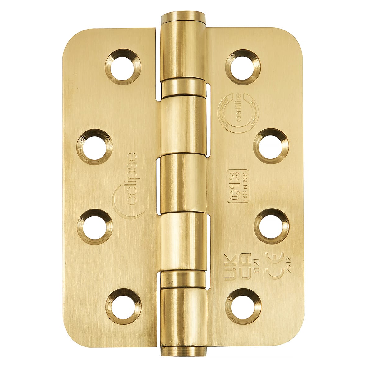 Radius Ball Bearing Grade 13 Butt Fire Door Hinge - 102 x 76 x 3mm - Satin Brass - Pair