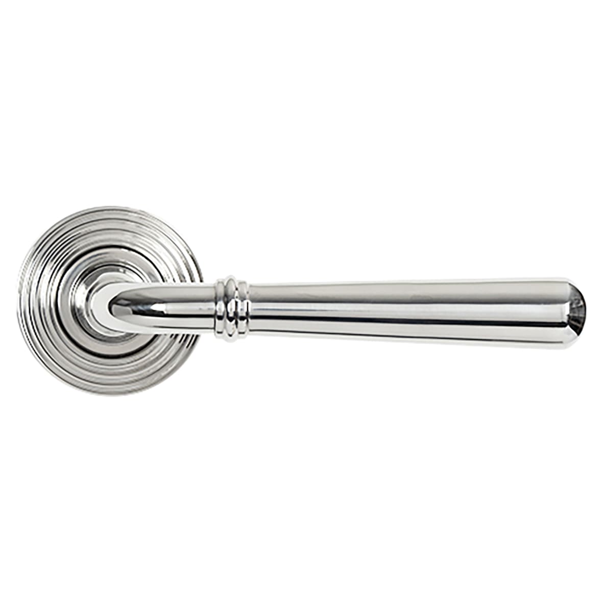 Polished Stainless Steel Door Handles on Round Beehive Rose - Newbury Range