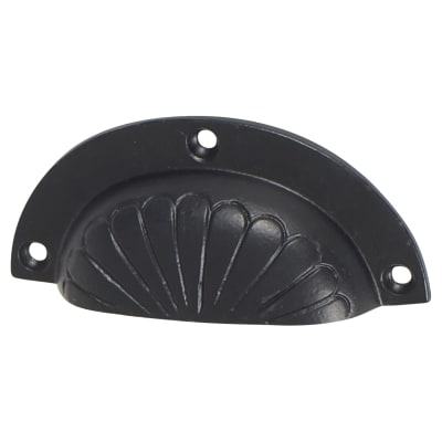 Shell Cabinet Cup Handle - 84mm Centres - Black Iron