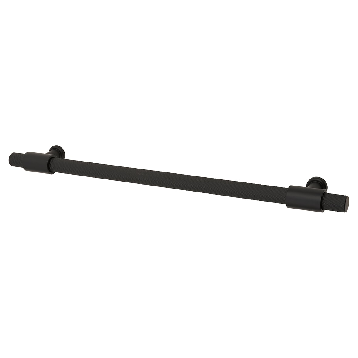 Falmouth 12mm Knurled T-Bar Cabinet Pull Handle - 224mm Centres - Matt Black