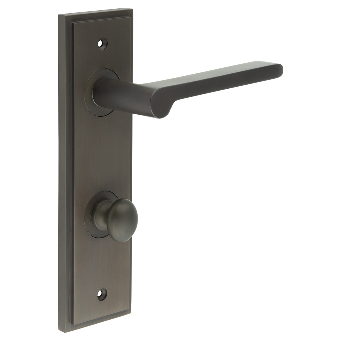 Dark Bronze Fire Rated DIN Bathroom Door Handles - Fitzrovia - Inner 1 - 200 x 55mm