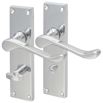 Polished Chrome Victorian Scroll Bathroom Door Handles - 155 x 42mm