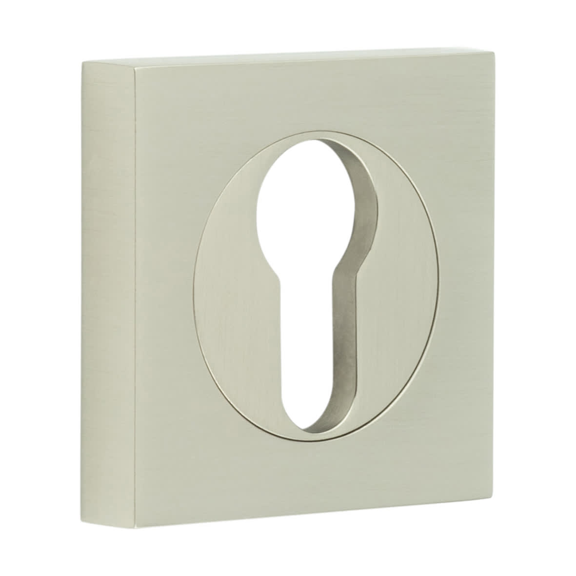 Square Escutcheon on Plain Rose - 52 x 52mm - Euro - Satin Nickel