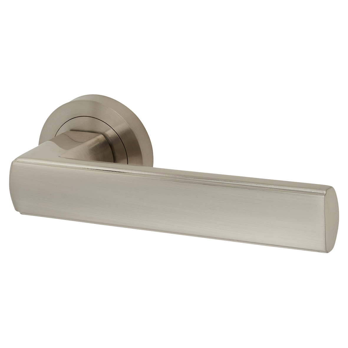 Satin Nickel Door Handles on Round Rose - Zara Range