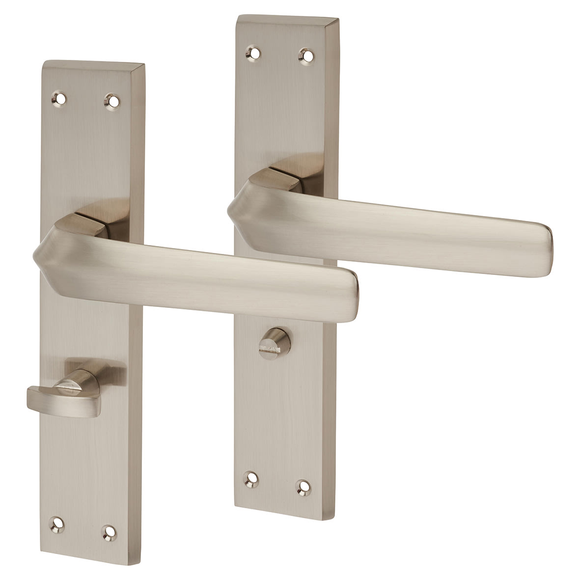 Satin Nickel Bathroom Door Handles - Norley Range - 200 x 42mm