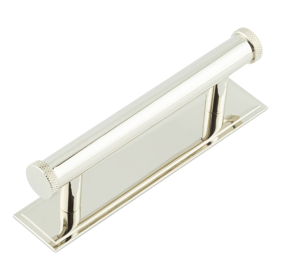 Wenlock 15mm Knurled T-Bar Cabinet Pull Handle on Stepped Backplate - 96mm c/c - Polished Nickel