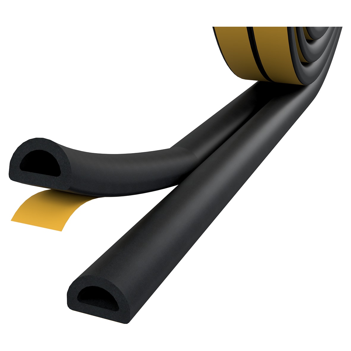 Self-Adhesive EPDM 'D' Seal - 5m Length - Black