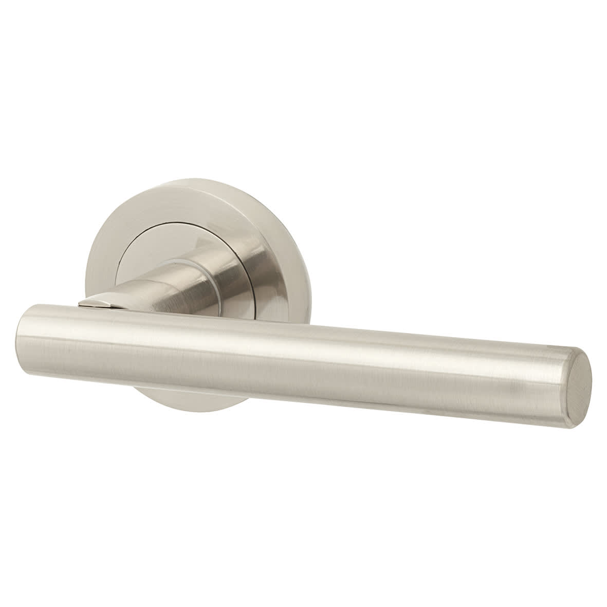 Satin Nickel Door Handles on Round Rose - Ella Range