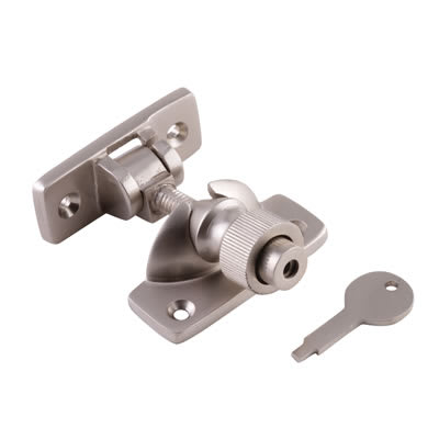 Locking Brighton Screw Pattern Sash Window Fastener - 57 x 22mm - Satin Nickel