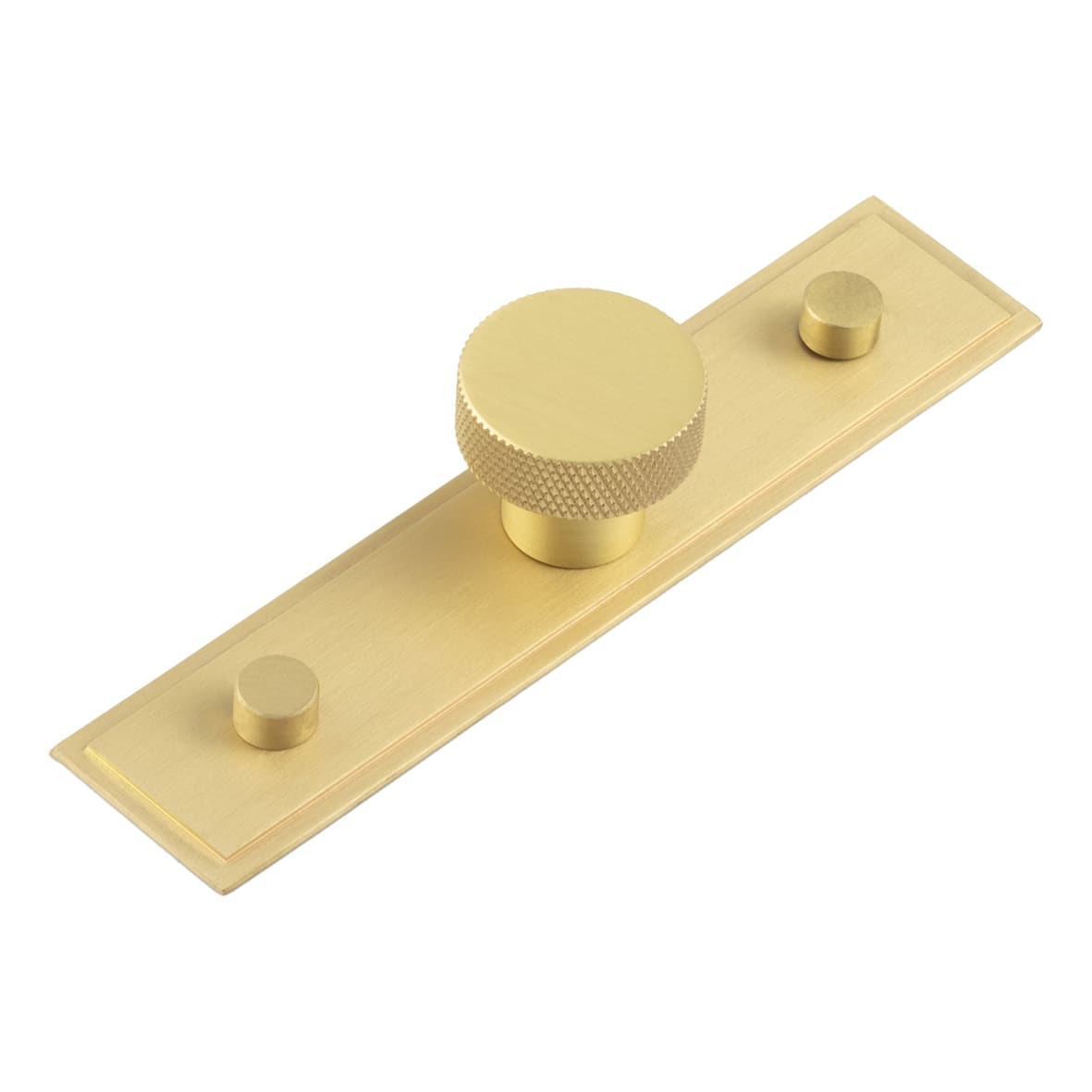 Wenlock Knurled Round Cabinet Knob on Stepped Backplate - 30mm Diameter - Satin Brass