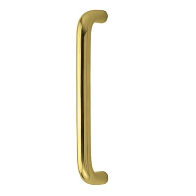 Polished Brass 19mm D-Bar Door Pull Handle - Bolt Fix - 225mm Centres