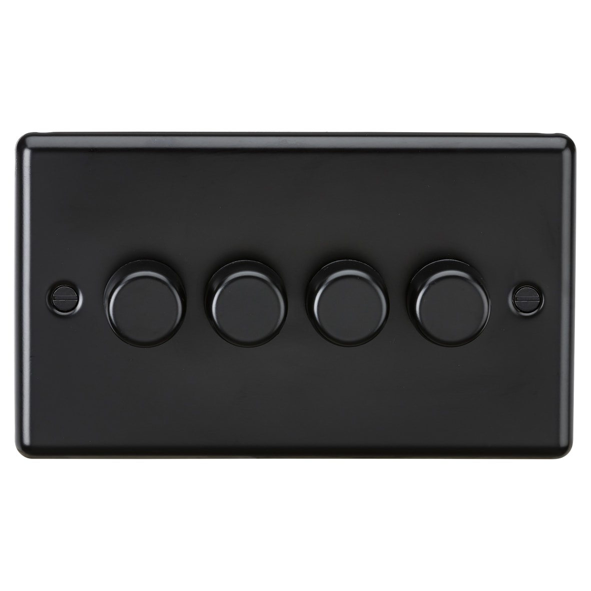 5-150W 4 Gang 2 Way Push On/Off Rotary Rounded Intelligent LED Dimmer - Matt Black