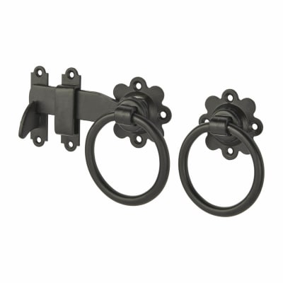 Heavy Duty Ring Gate Latch - 125mm Throw - Black Galvanised