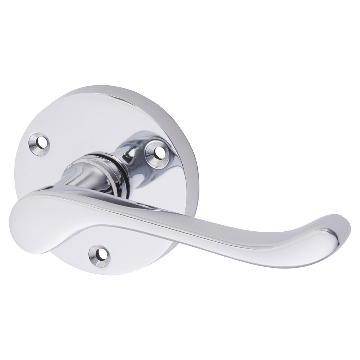 Polished Chrome Scroll Door Handles on Round Rose