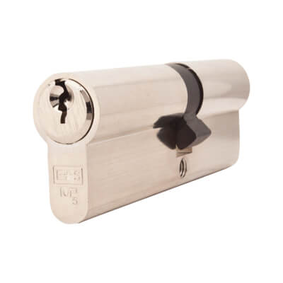 5 Pin 90mm Euro Double Cylinder - 40 + 50mm - Polished Nickel - Keyed to Differ