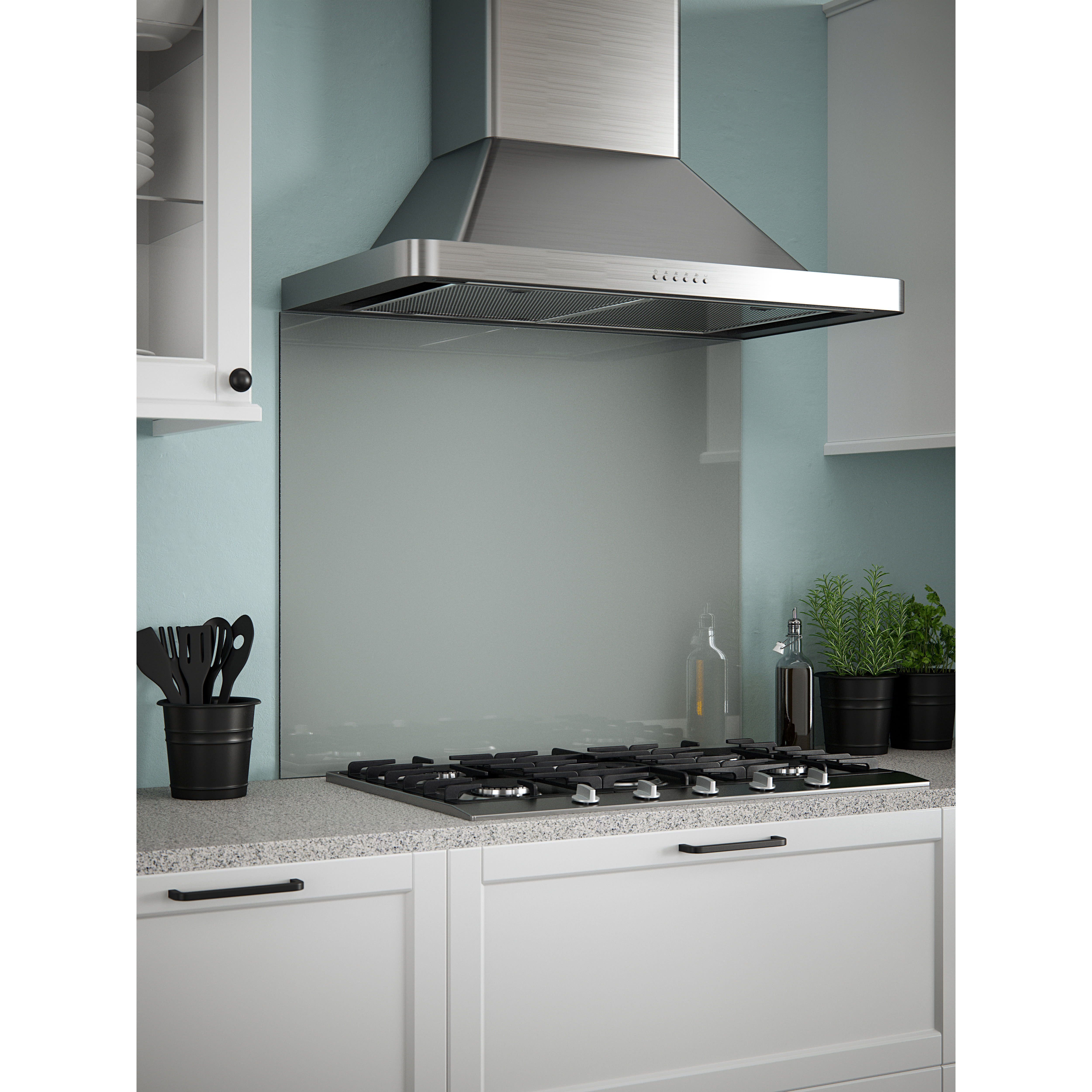 Self Adhesive Glass Kitchen Splashback - 750 x 900mm - Slate Grey