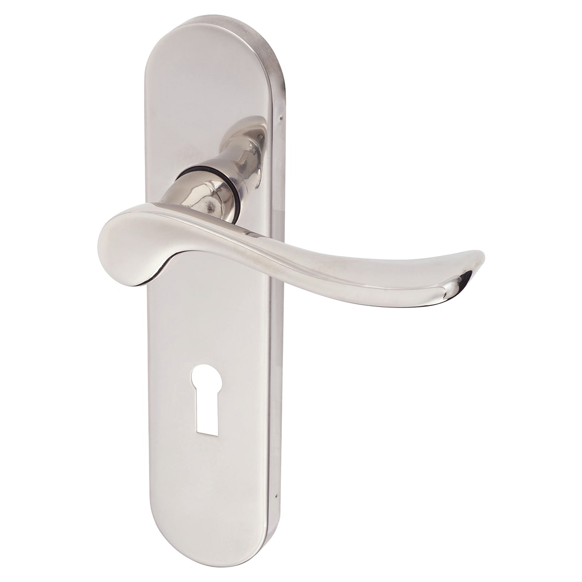 Polished Nickel Scroll Keyhole Lock Door Handles - Berkshire Range - 113 x 39mm