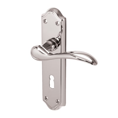 Polished Chrome Scroll Keyhole Lock Door Handles - Madrid Range - 180 x 45mm