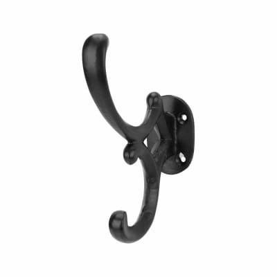 Single Hat & Coat Hook - 125 x 42mm - Antique Black Iron