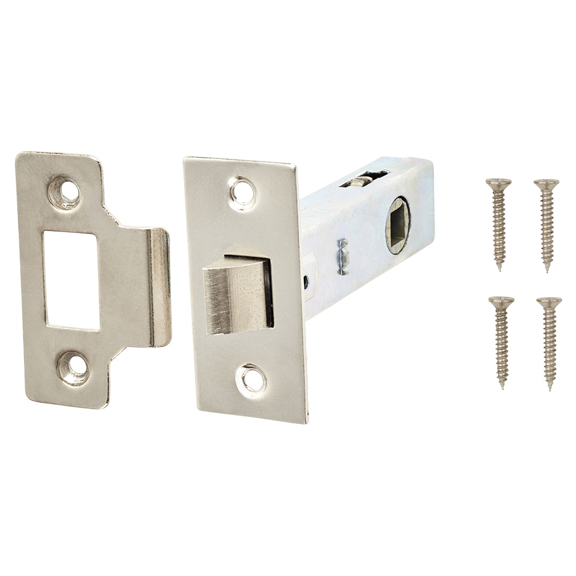 Budget Tubular Latch - 78mm Case - 57mm Backset - Square - Nickel Plated