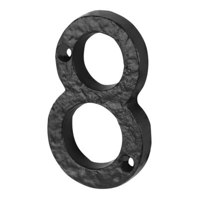 76mm Screw Fix Door Numeral - 8 - Antique Black Iron