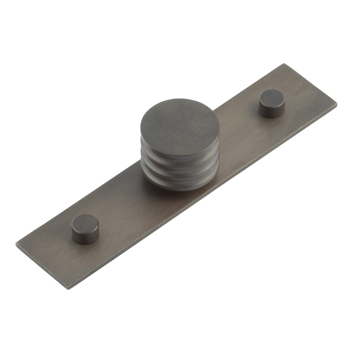Sturt Grooved Round Cabinet Knob on Plain Backplate - 30mm Diameter - Dark Bronze