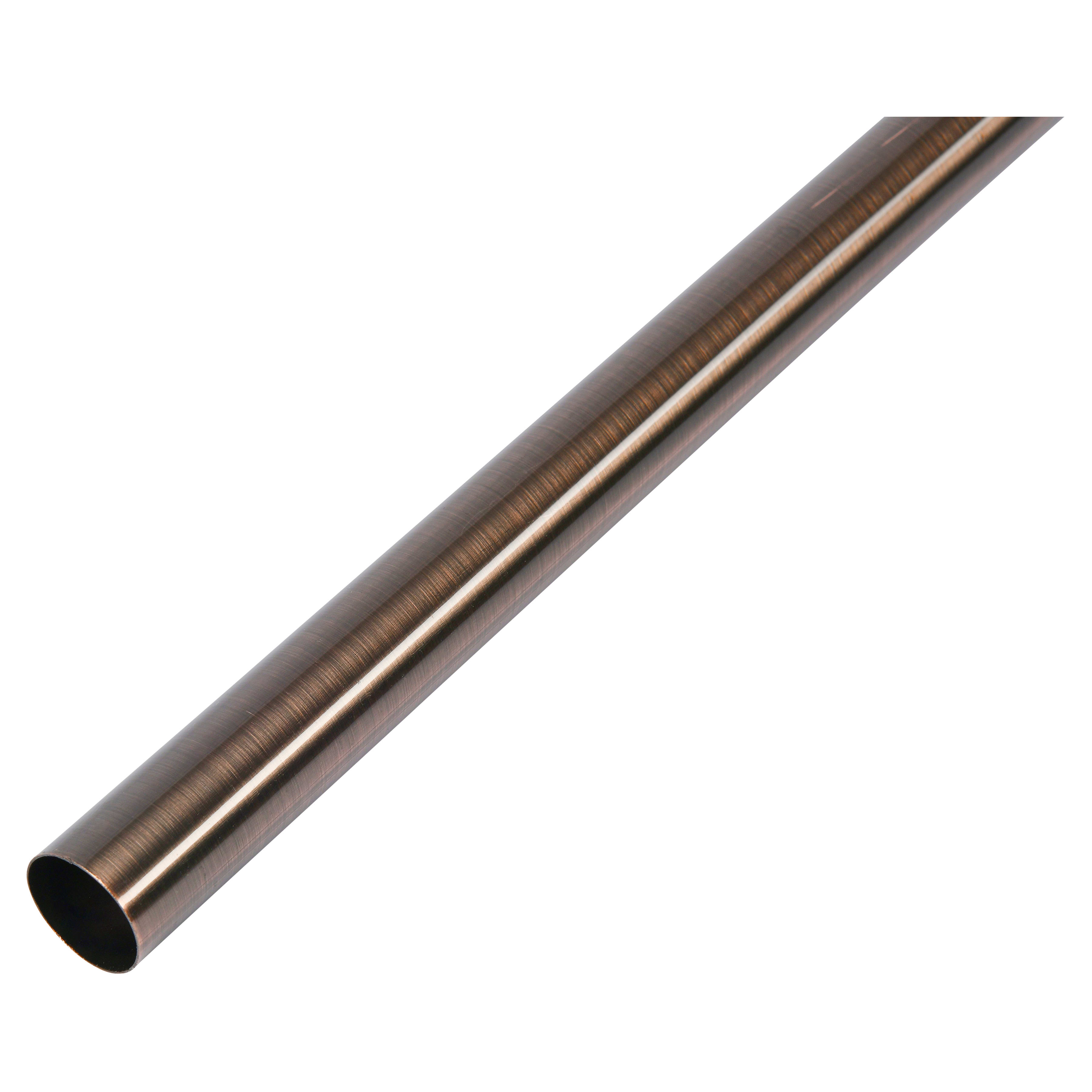 25mm Curtain Pole / Wardrobe Hanging Rail - 1829mm Length - Antique Copper