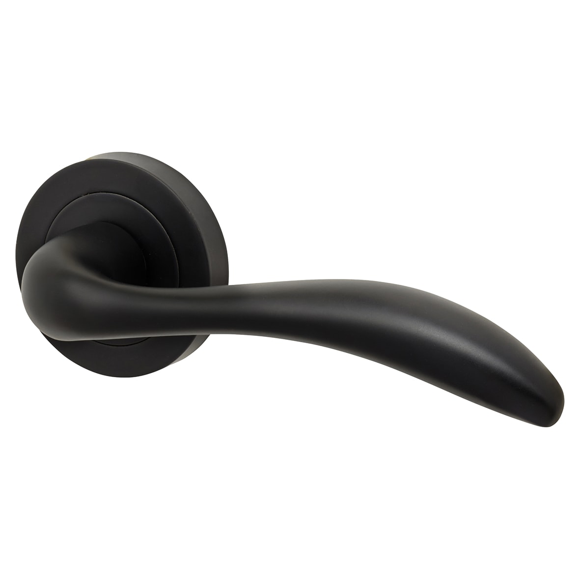 Matt Black Door Handles on Round Rose - Sussex Range