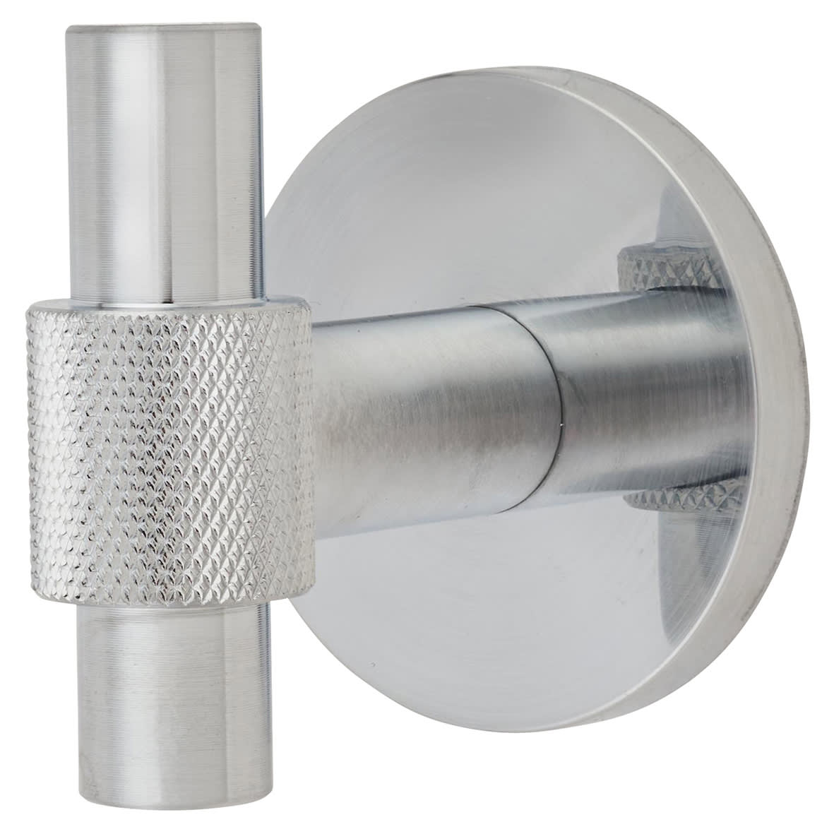 Knurled Single Coat Hook - 55 x 52mm - Satin Chrome