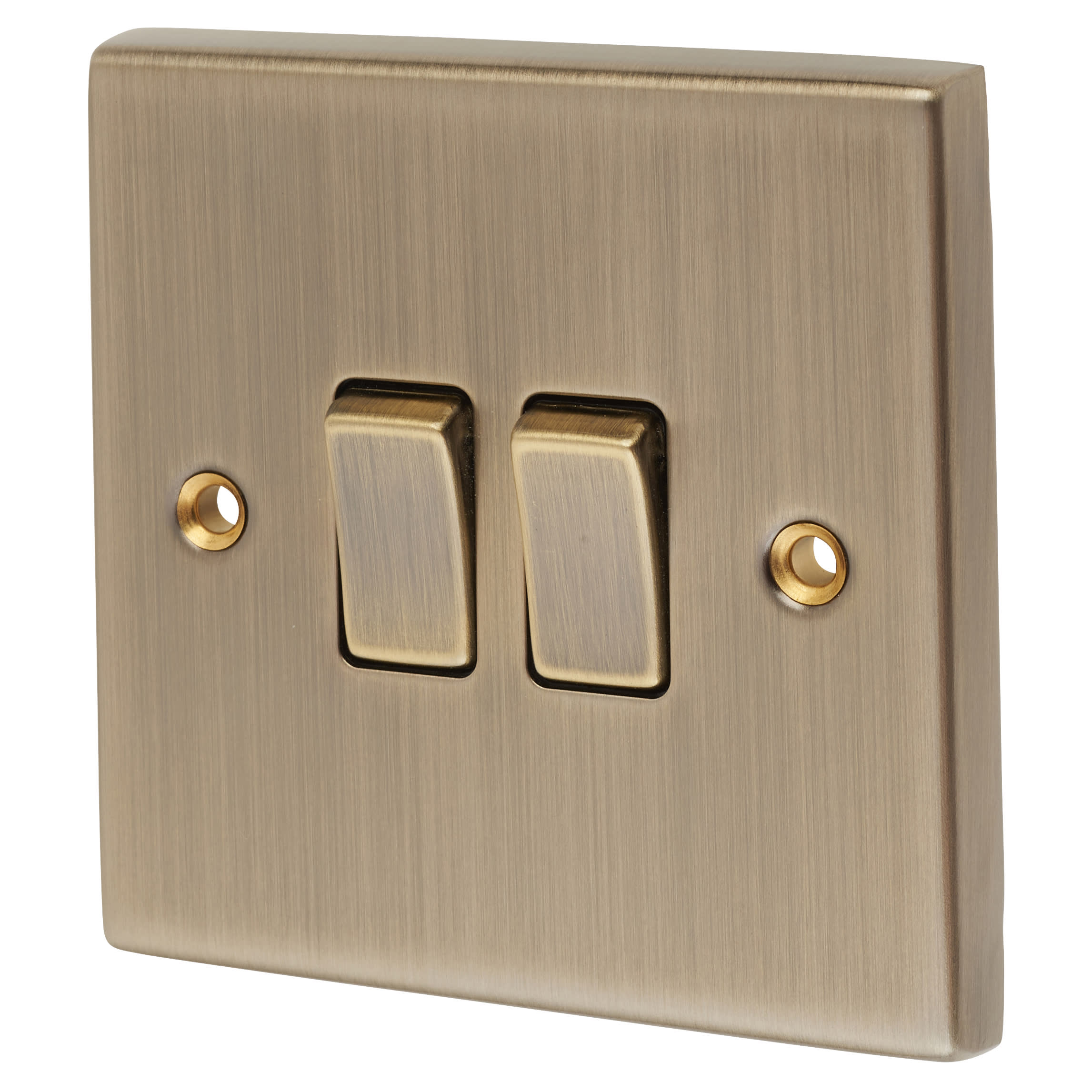 10AX 2 Gang 2 Way Light Switch - Antique Brass