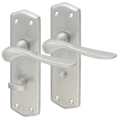 Satin Chrome Bathroom Door Handles - Rome Range - 170 x 50mm