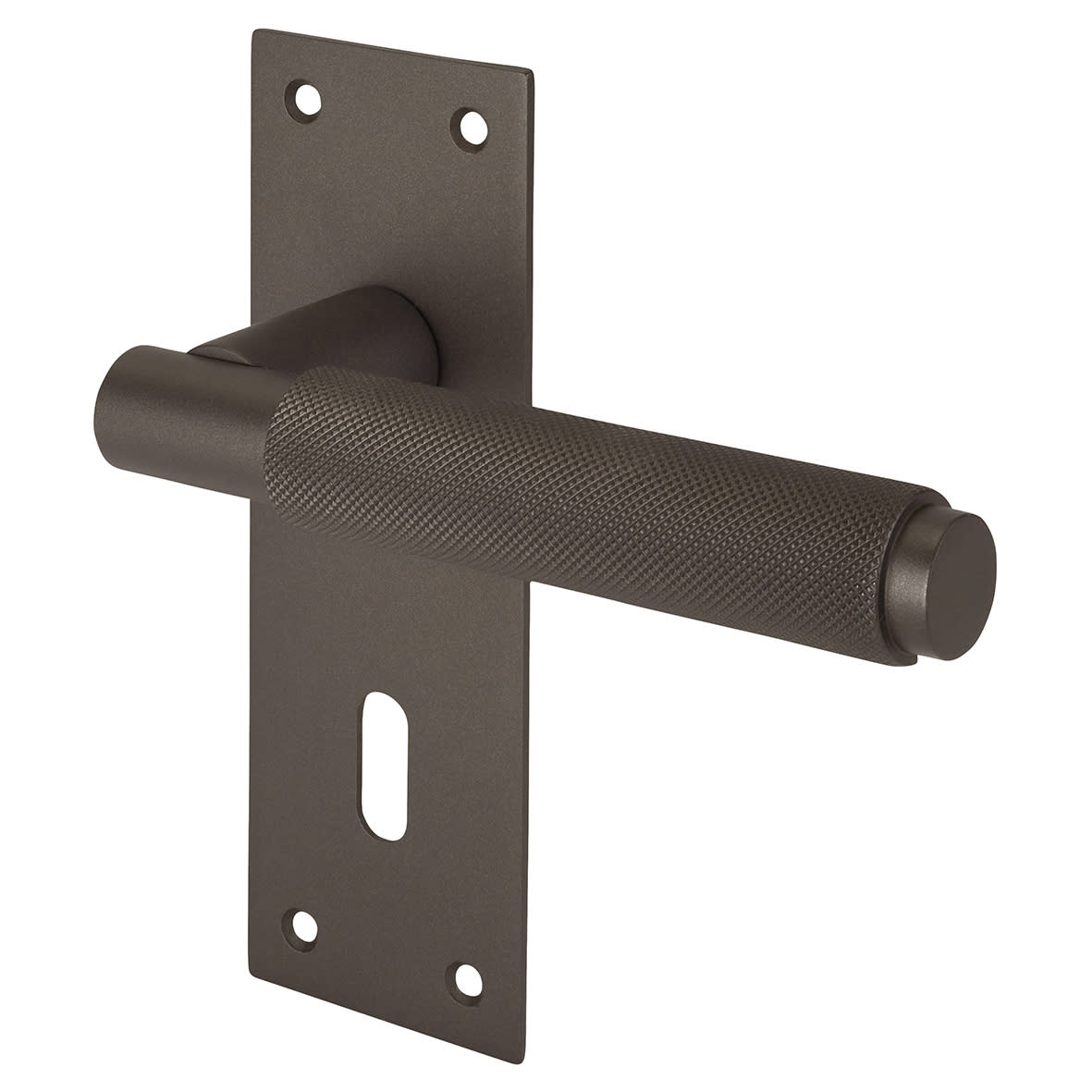 Brass Matt Bronze Knurled Keyhole Lock Door Handles - Varese Range - 130 x 55mm