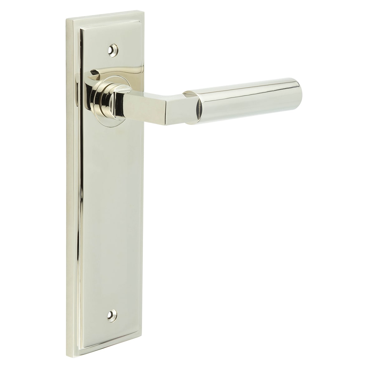 Polished Nickel Fire Rated Latch Door Handles - Westminster - 200 x 55mm