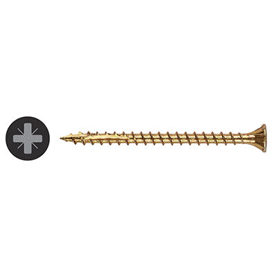 Cutter Pozi Countersunk Wood Screws - 3.5 x 30mm - Yellow Zinc - Pack of 200