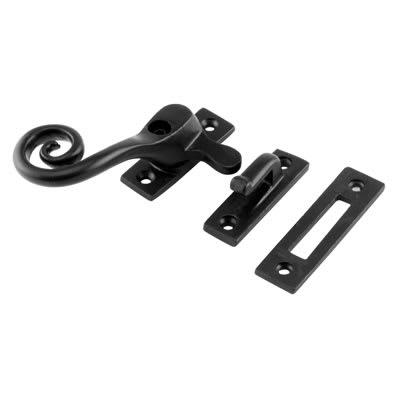 Curly Tail Locking Mortice & Hook Plate Casement Window Fastener - LH - Antique Black