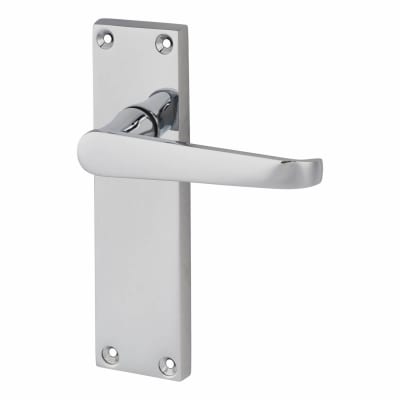 Polished Chrome Budget Straight Latch Door Handles - Mia Range - 153 x 42mm