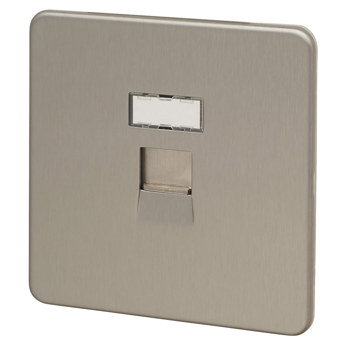 1 Gang Screwless Flat Plate Data Socket - Brushed Chrome