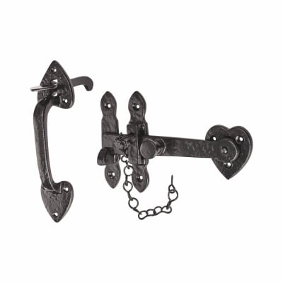 Metalized Antique Black Iron Cottage Thumb Latch Set