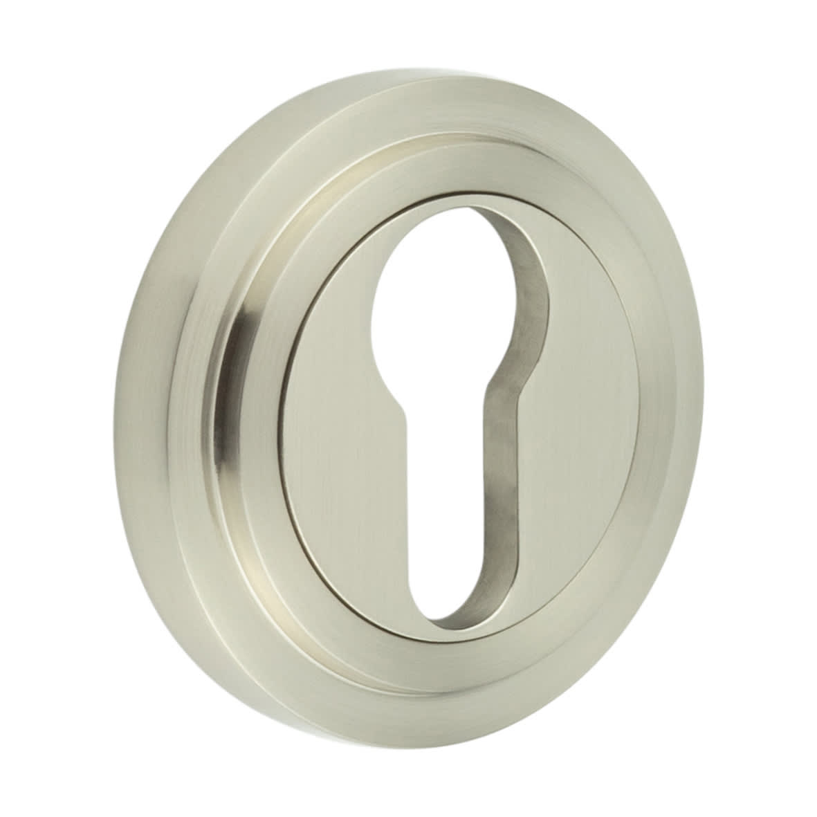 Escutcheon on Stepped Rose - 53mm Diameter - Euro - Satin Nickel
