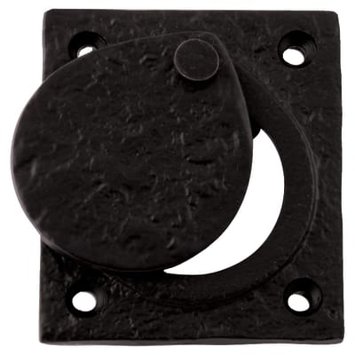 Covered Square Escutcheon - 67 x 58mm - Round - Antique Black Iron