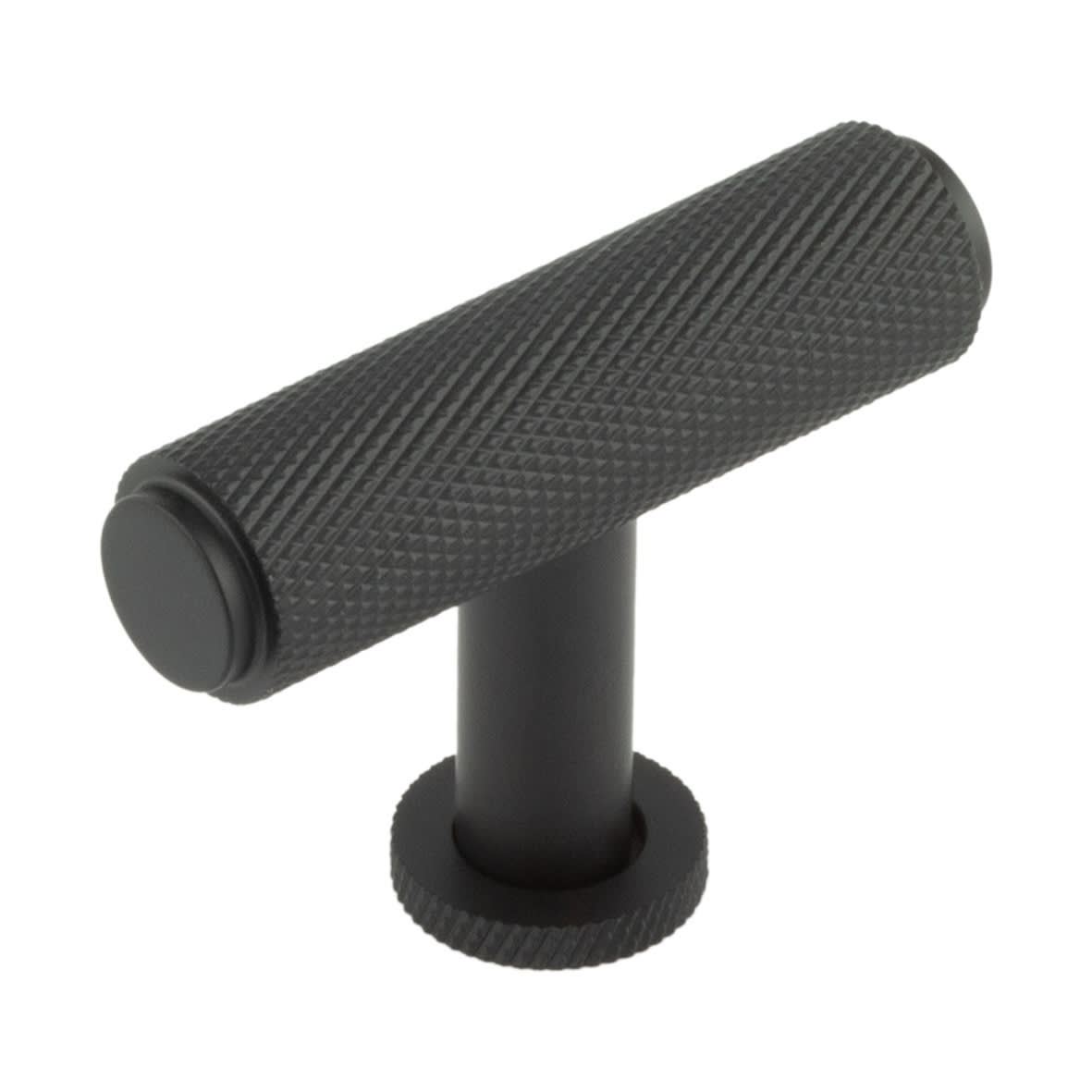 15mm Piccadilly Knurled T-Bar Cabinet Knob - 55 x 40mm - Black