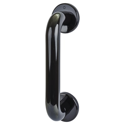 Ebony Black Nylon D-Bar Door Pull Handle on Rose - Screw Fix - 220mm c/c