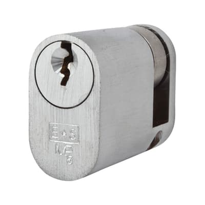 5 Pin 40mm Oval Single Cylinder - 30 + 10mm - Satin Chrome - Keyed to Differ