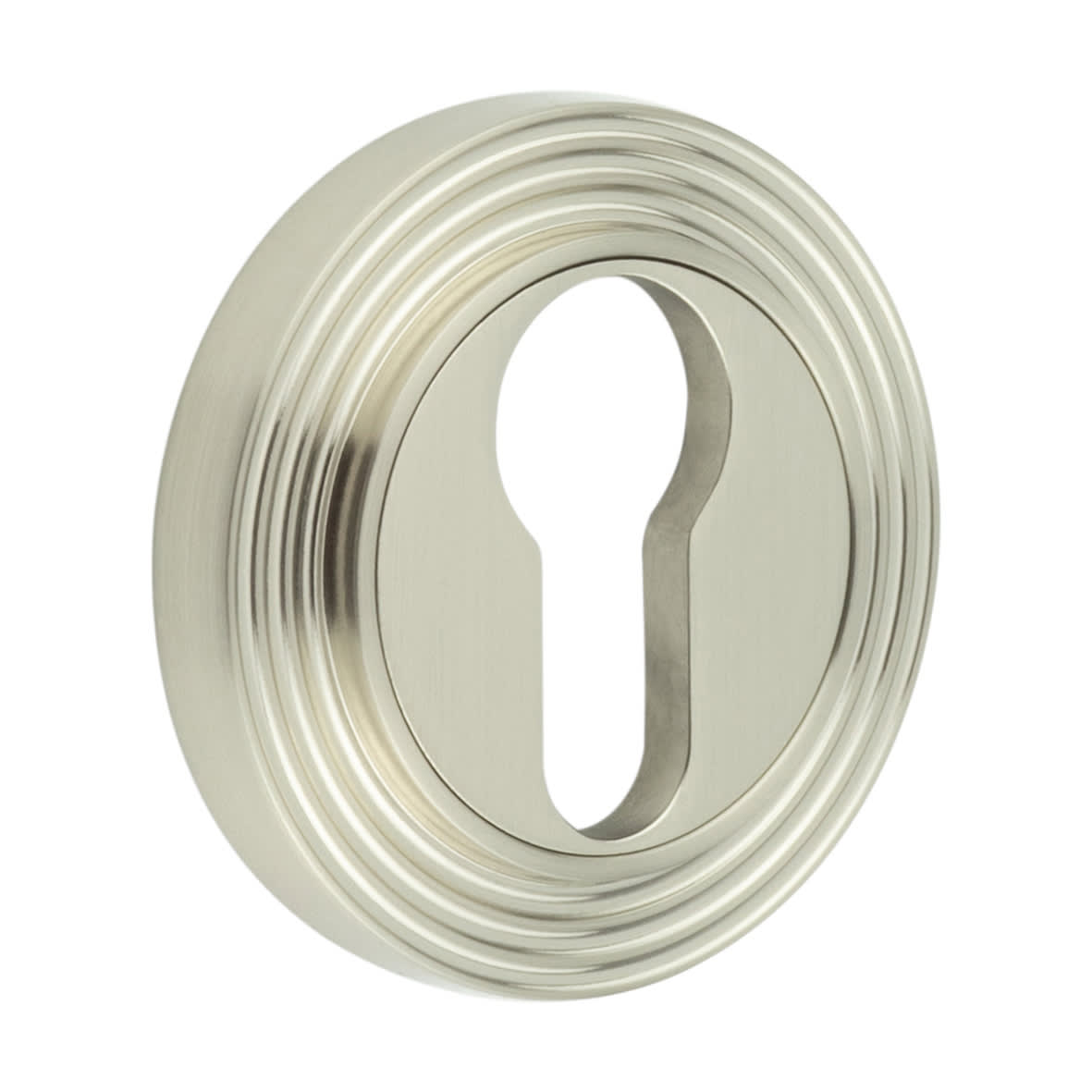 Escutcheon on Reeded Rose - 53mm Diameter - Euro - Satin Nickel