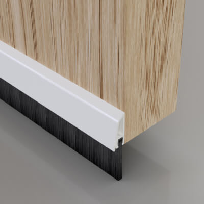 Concealed Fixed Bottom Door Brush - 838mm Length - Brush Size 25mm - White