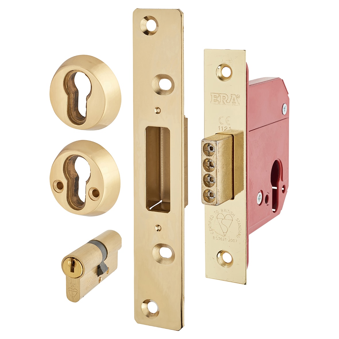 Fortress:2007 Euro Profile Deadlock - 64mm Case - 44mm Backset - Polished Brass