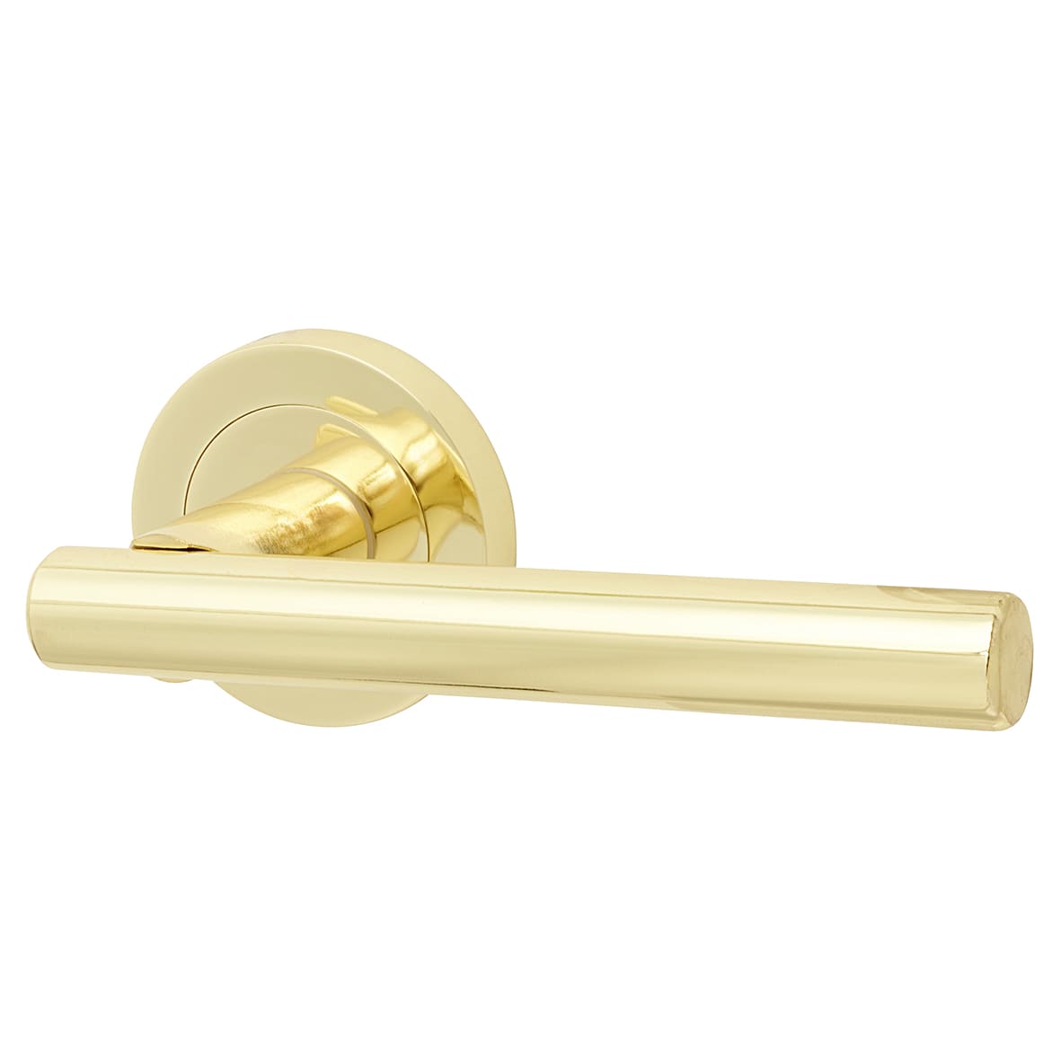 Polished Brass Door Handles on Round Rose - Ella Range
